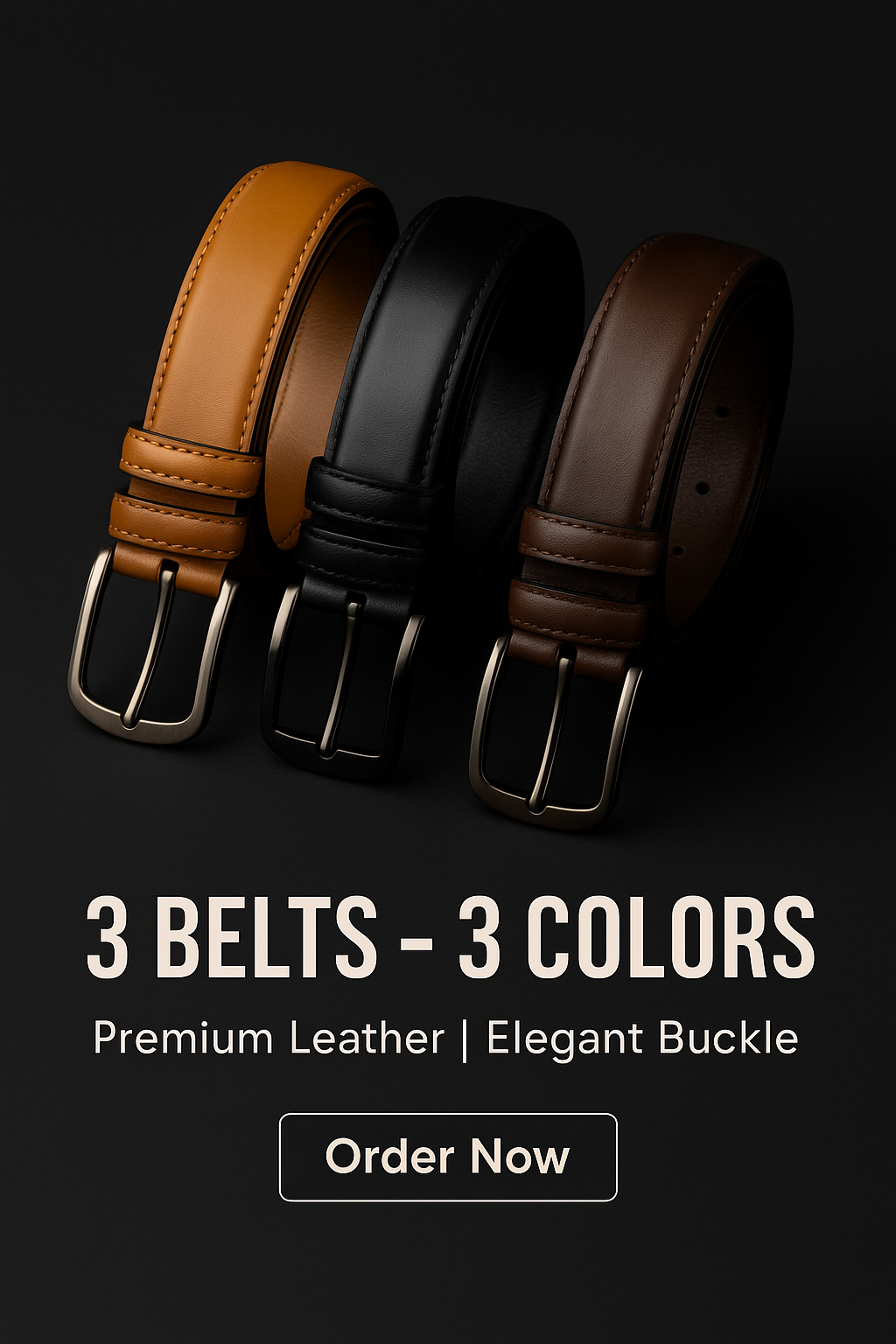 باندل 3 أحزمه كلاسيك جلد طبيعي